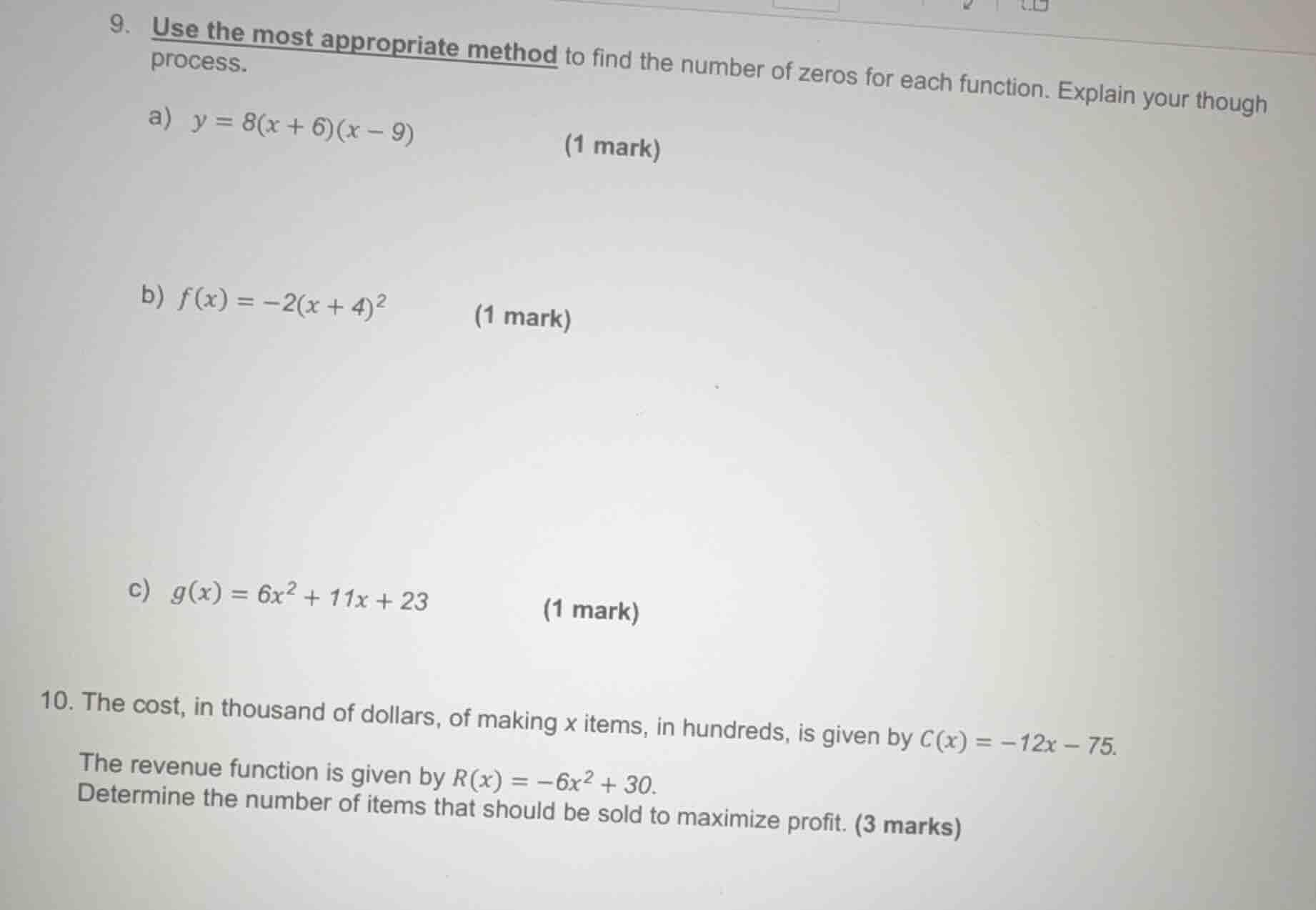 9. use the most appropriate method to find the number of zeros for each…