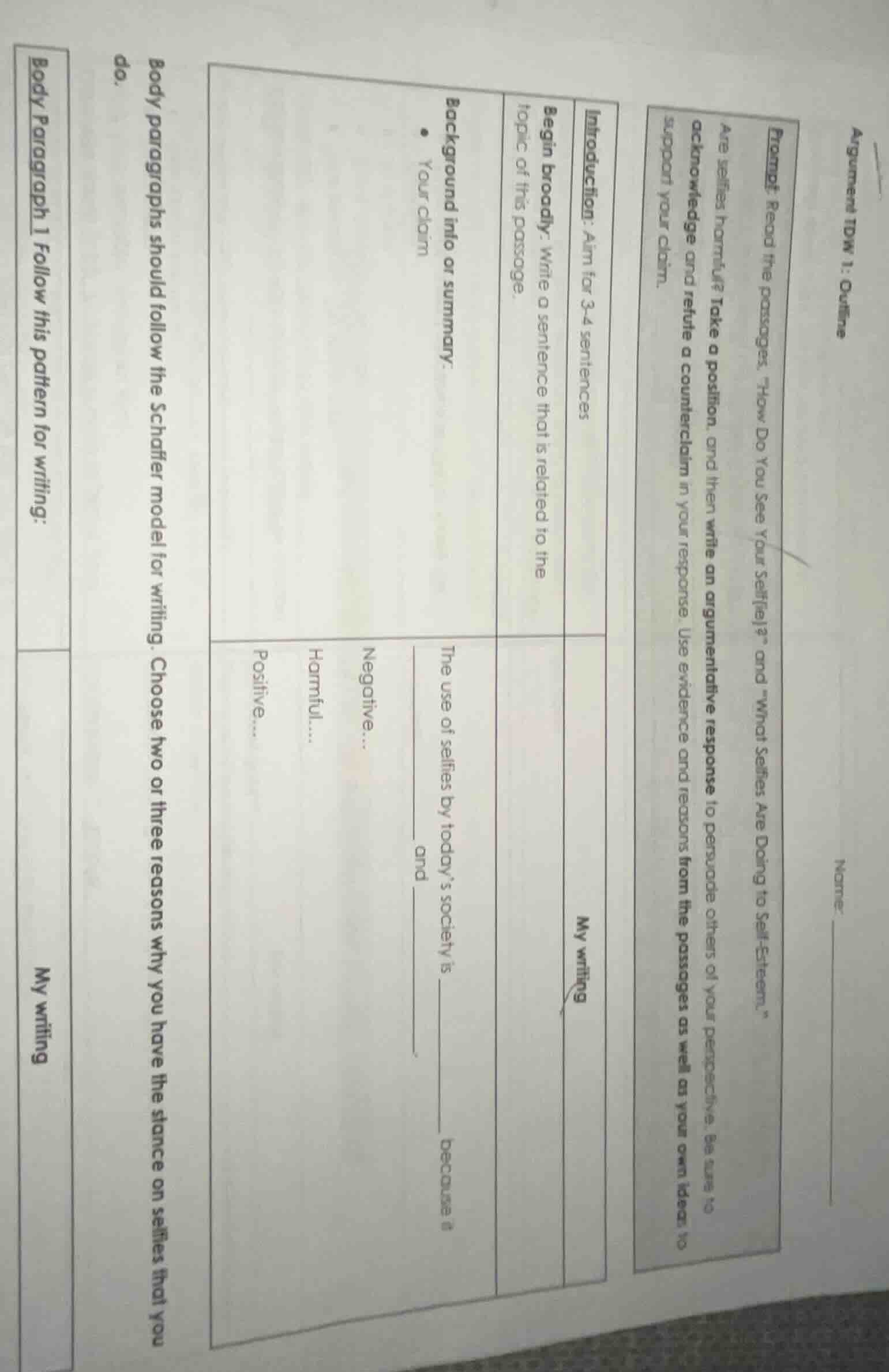 argument tdw 1: outline name: prompt: read the passages, “how do you se…