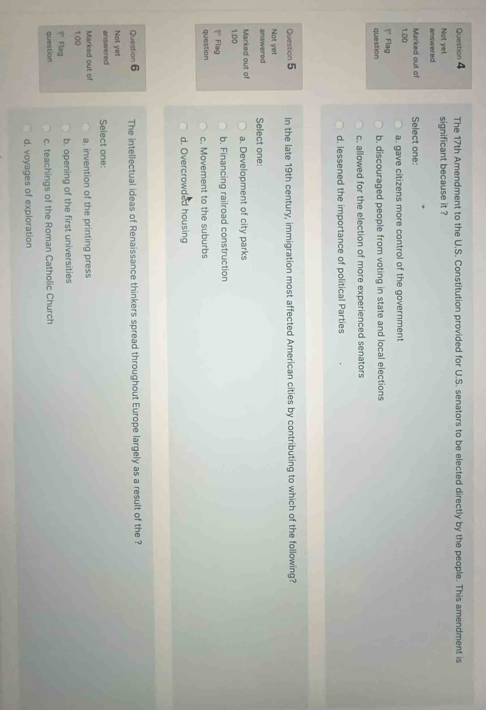 question 4 not yet answered marked out of 1.00 p flag question the 17th…