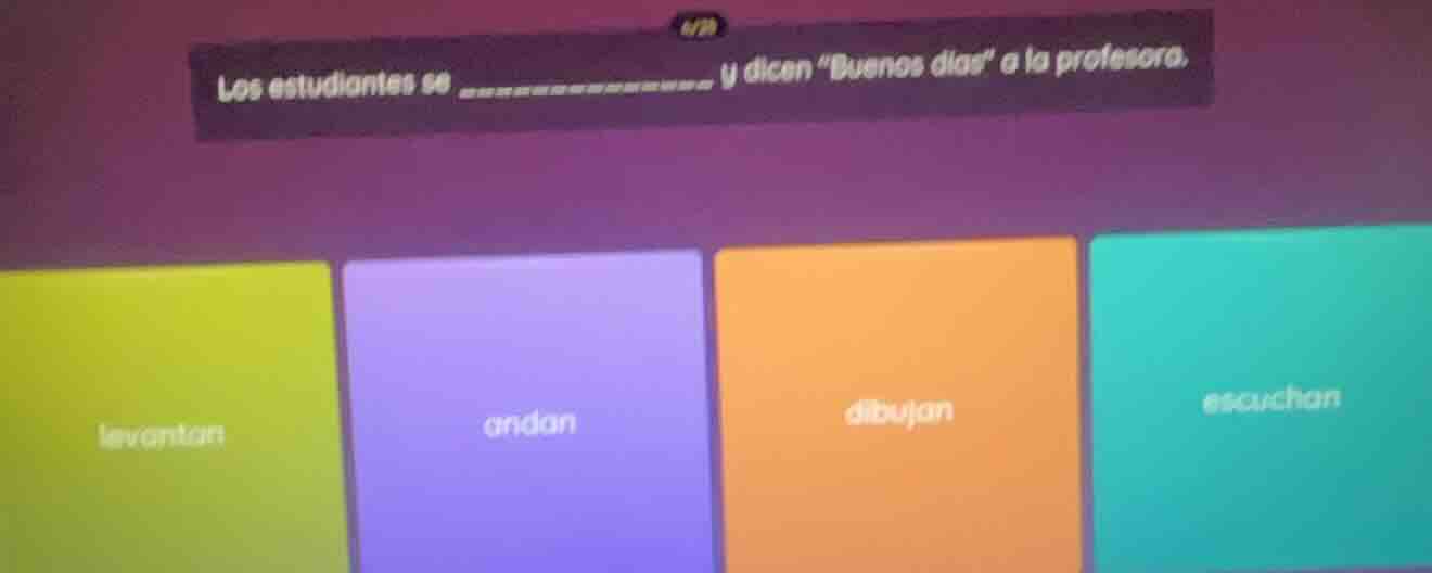 los estudiantes se ____ y dicen \buenos días\ a la profesora. options: …