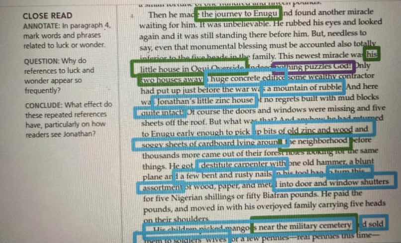 close read annotate: in paragraph 4, mark words and phrases related to …