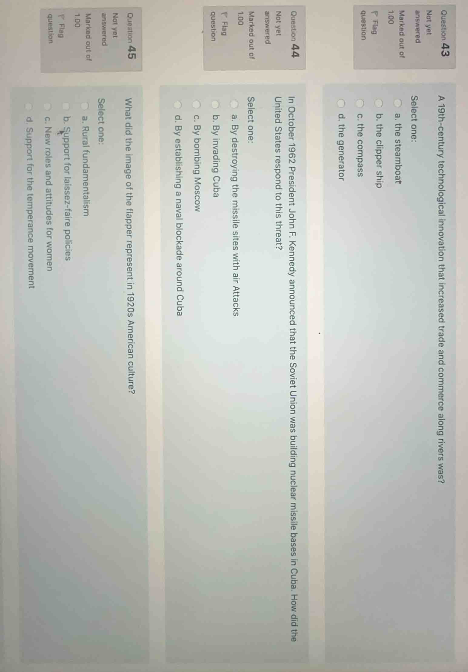 question 43 not yet answered marked out of 1.00 flag question a 19th - …