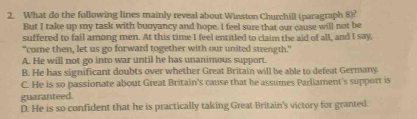 2. what do the following lines mainly reveal about winston churchill (p…