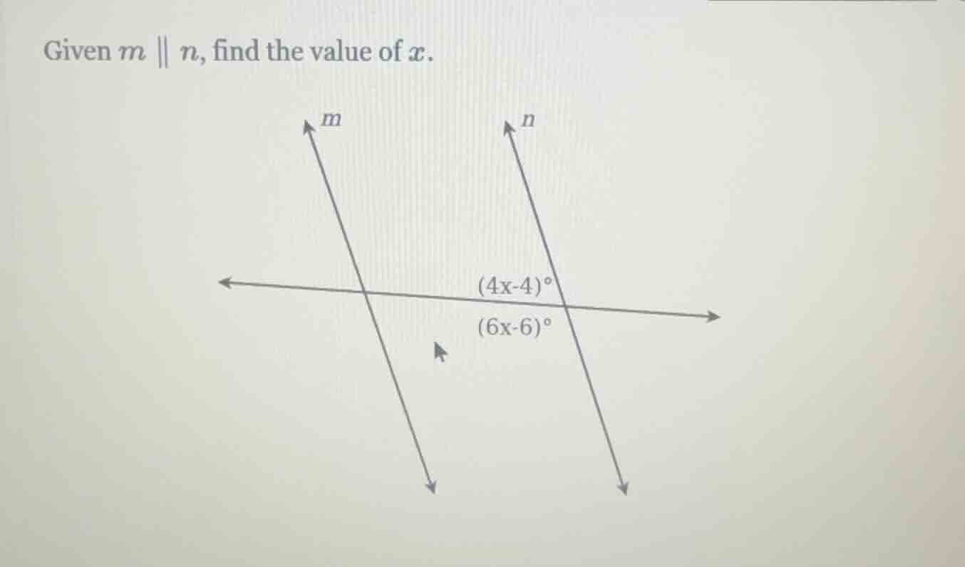 given $m \\parallel n$, find the value of $x$.