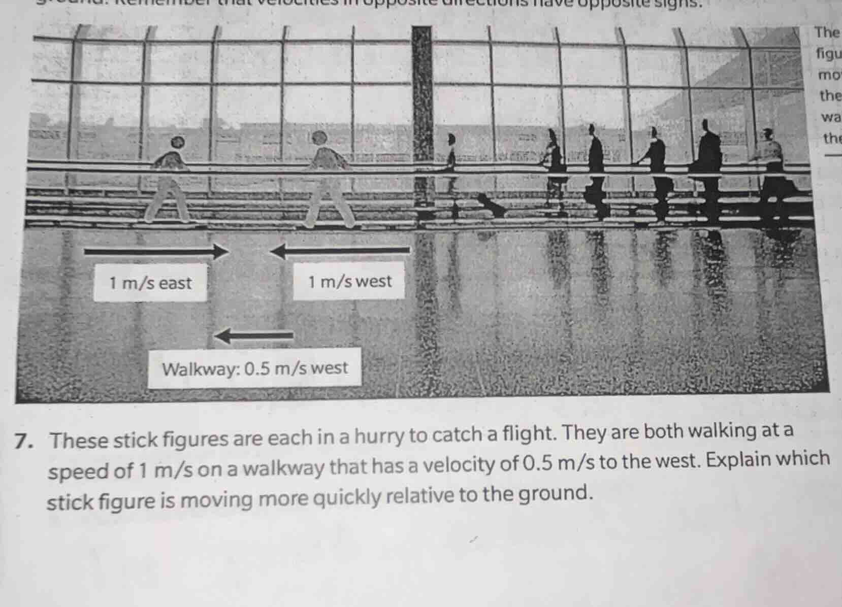 7. these stick figures are each in a hurry to catch a flight. they are …