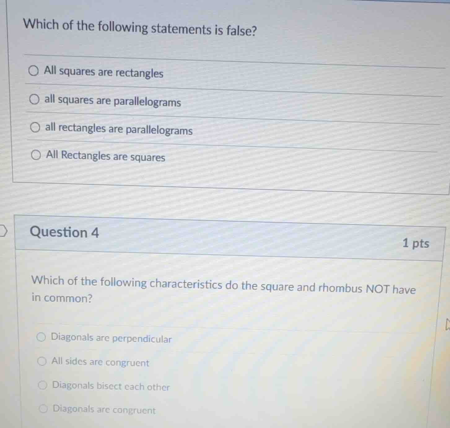 which of the following statements is false? all squares are rectangles …