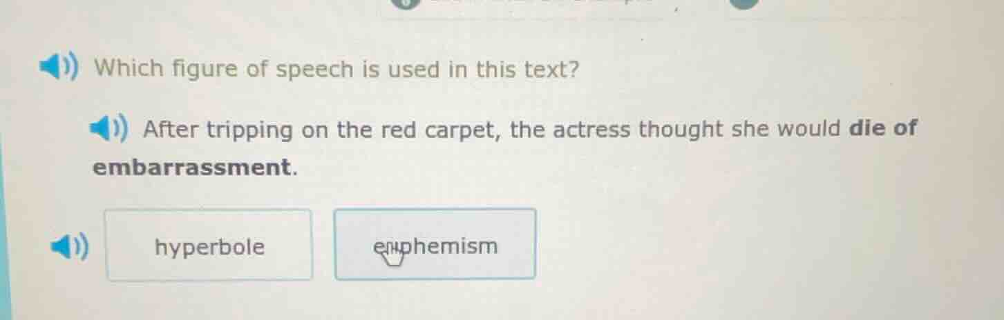 which figure of speech is used in this text? after tripping on the red …