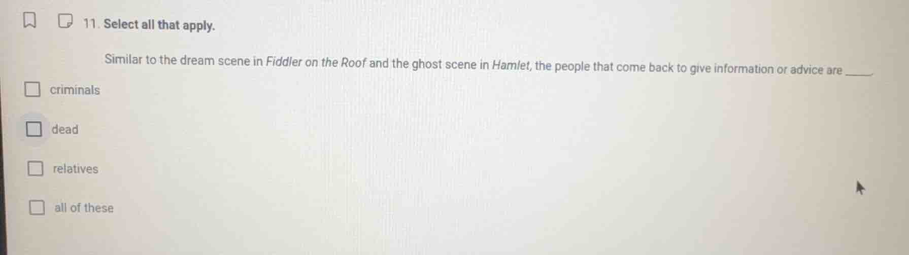 11. select all that apply. similar to the dream scene in fiddler on the…