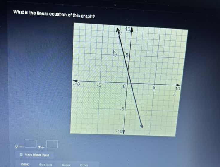 what is the linear equation of this graph? y = \\square x + \\square