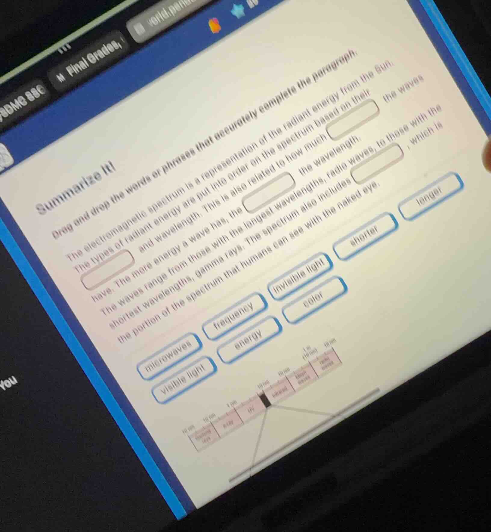 summarize it! drag and drop the words or phrases that accurately comple…