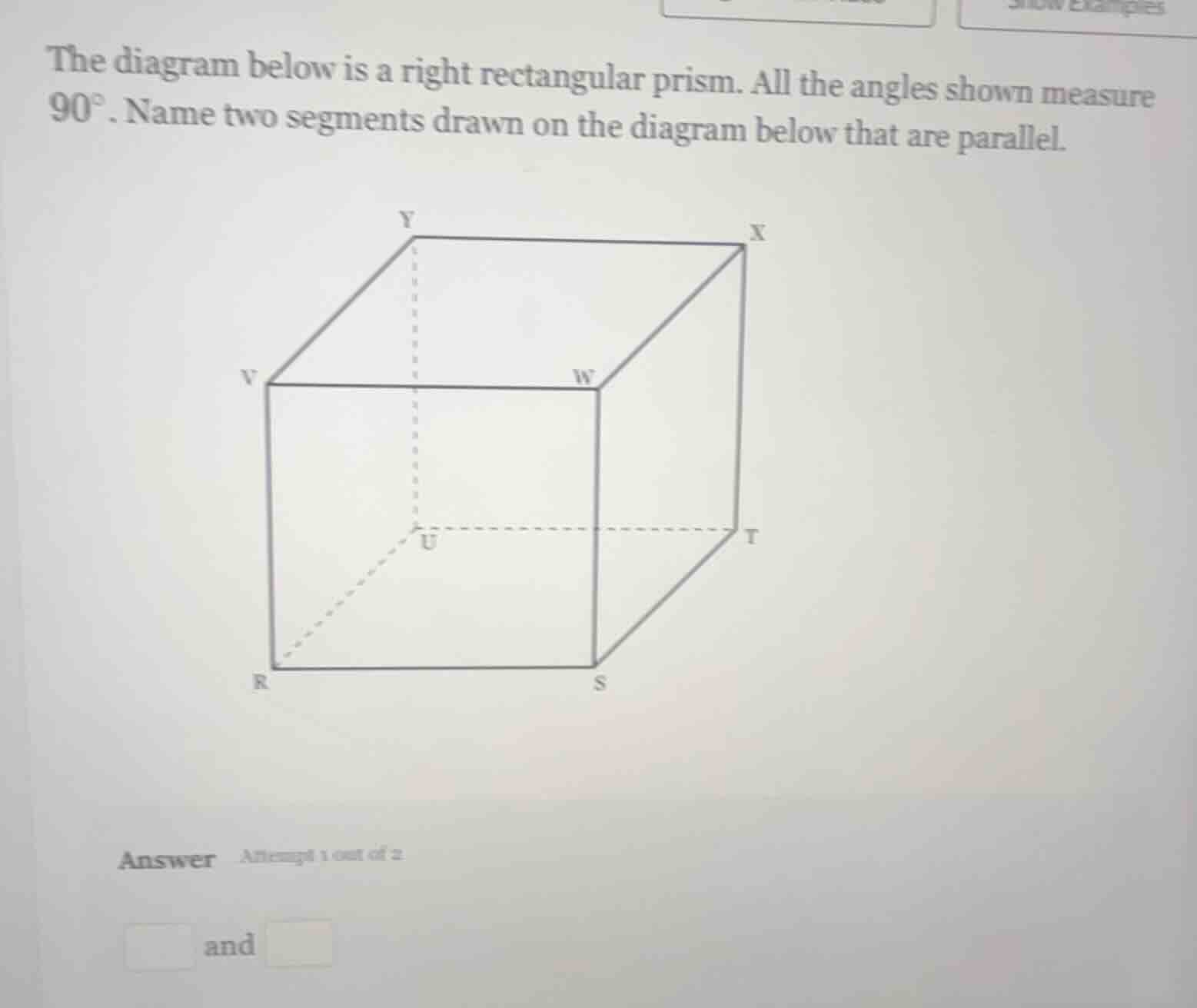 the diagram below is a right rectangular prism. all the angles shown me…