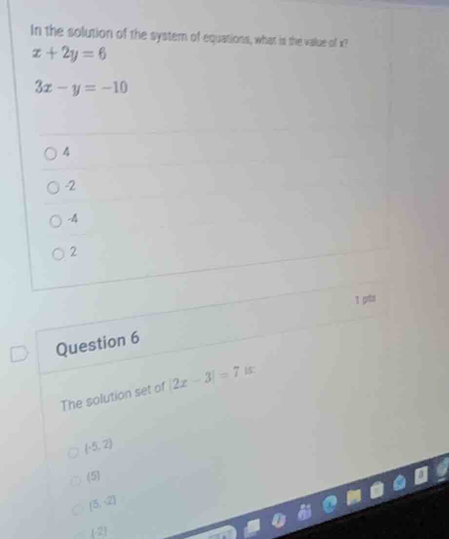 in the solution of the system of equations, what is the value of x? x +…