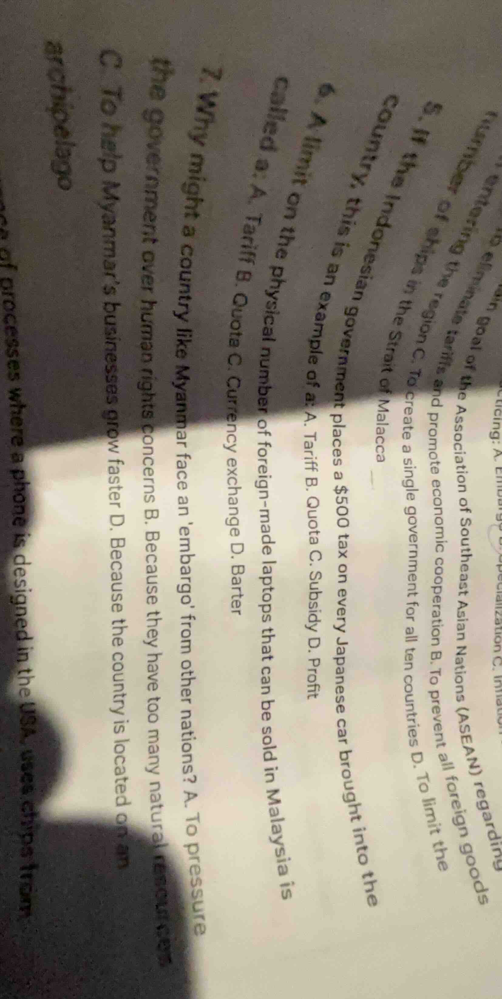 5. in the indonesian government places a $500 tax on every japanese car…