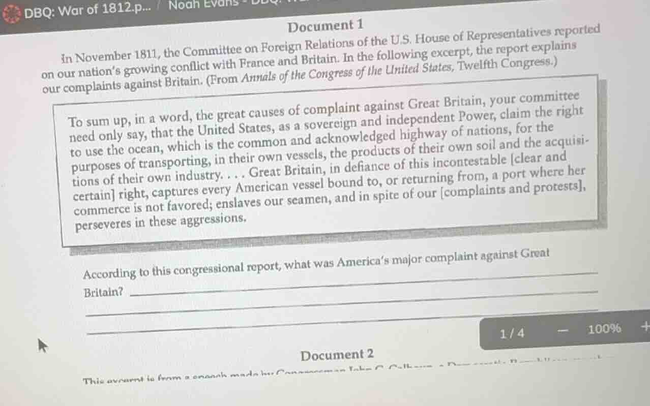 document 1 in november 1811, the committee on foreign relations of the …