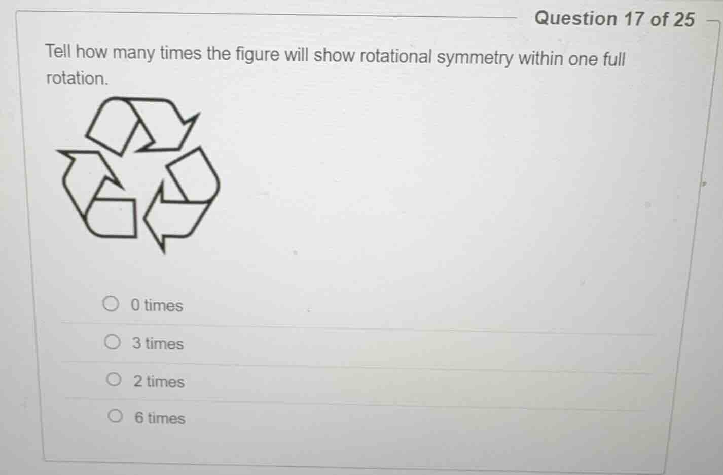 question 17 of 25 tell how many times the figure will show rotational s…
