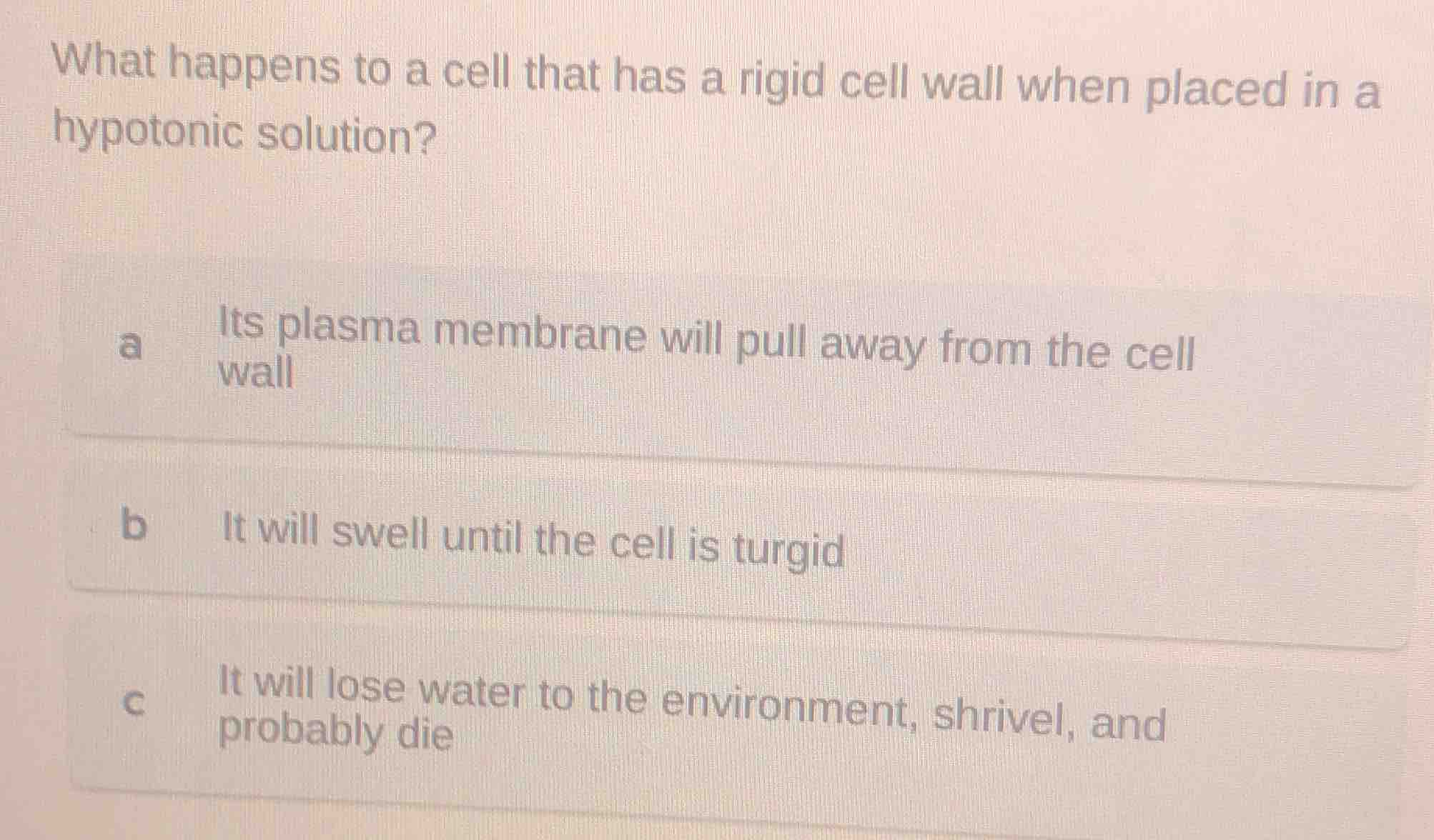 what happens to a cell that has a rigid cell wall when placed in a hypo…