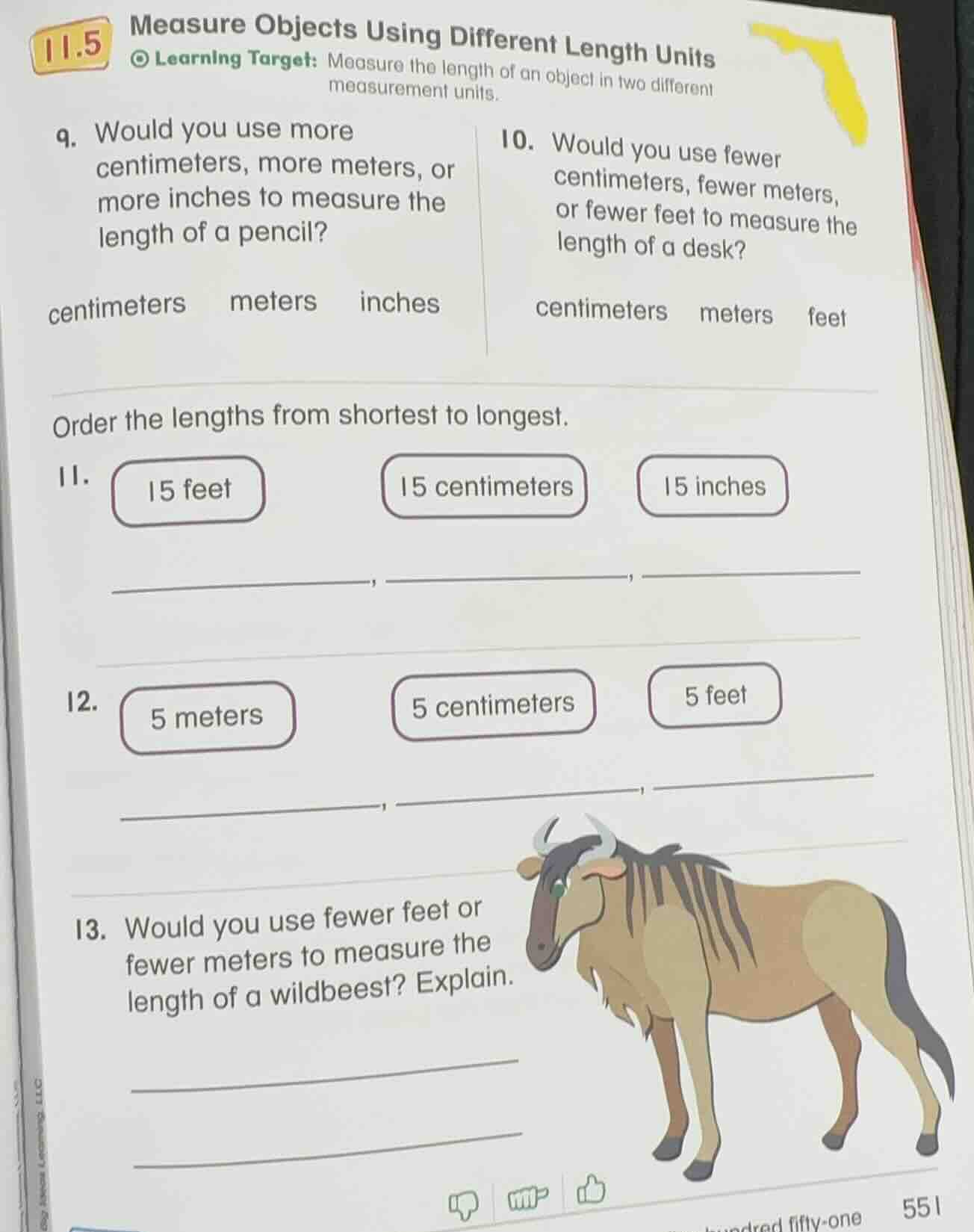 11.5 measure objects using different length units learning target: meas…