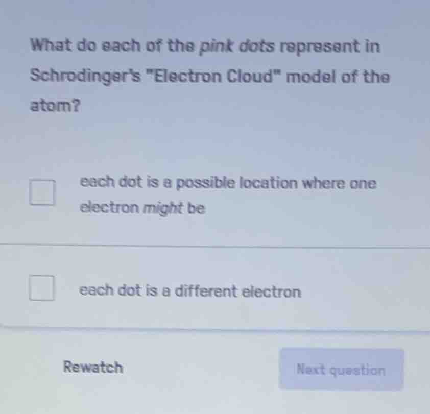 what do each of the pink dots represent in schrodingers \electron cloud…