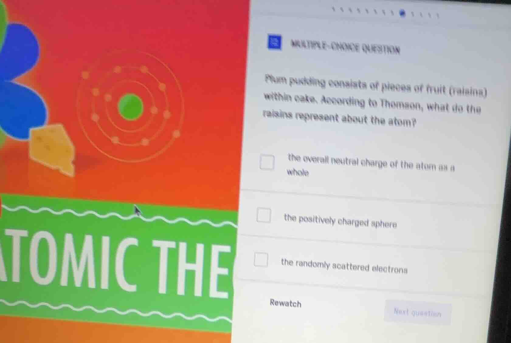 multiple-choice question plum pudding consists of pieces of fruit (rais…