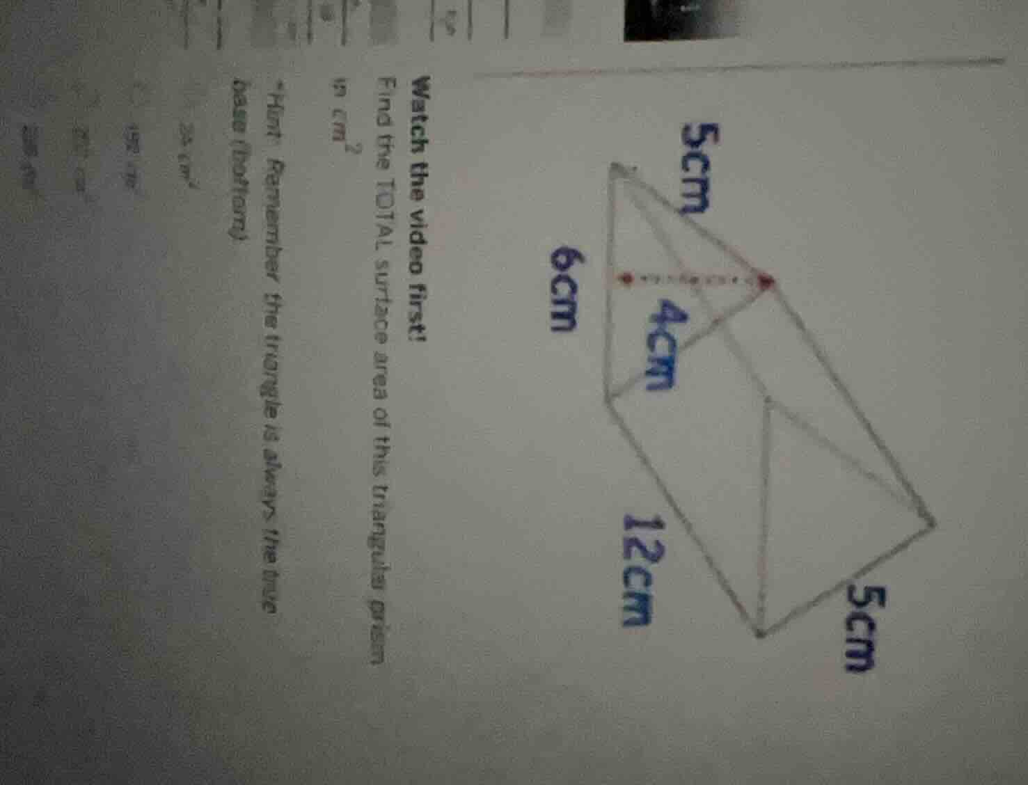 watch the video first! find the total surface area of this triangular p…