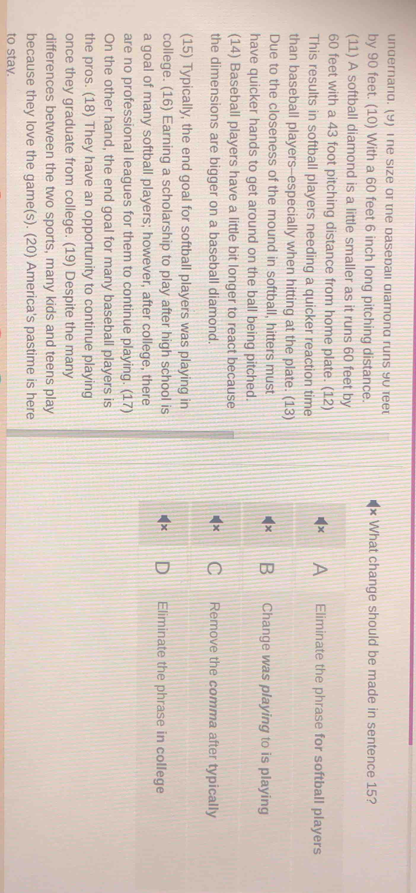 what change should be made in sentence 15? a eliminate the phrase for s…