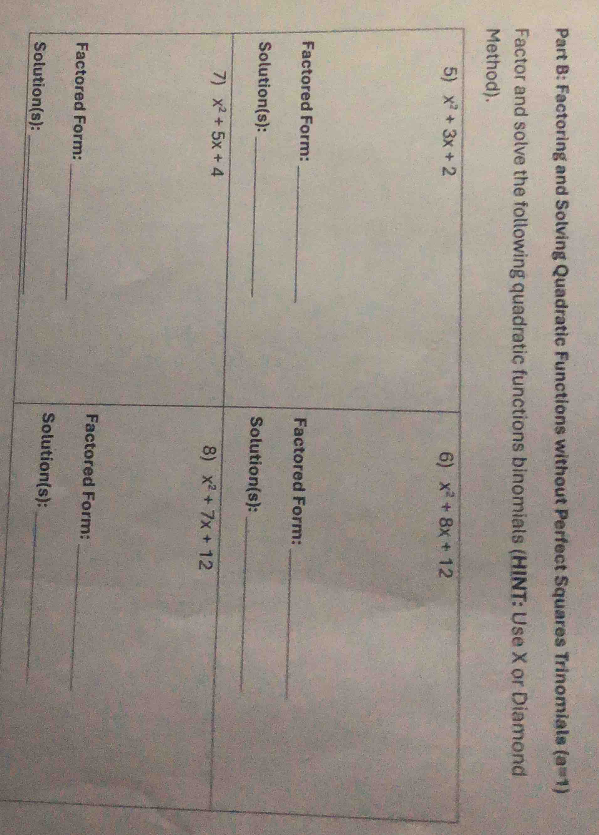 part b: factoring and solving quadratic functions without perfect squar…