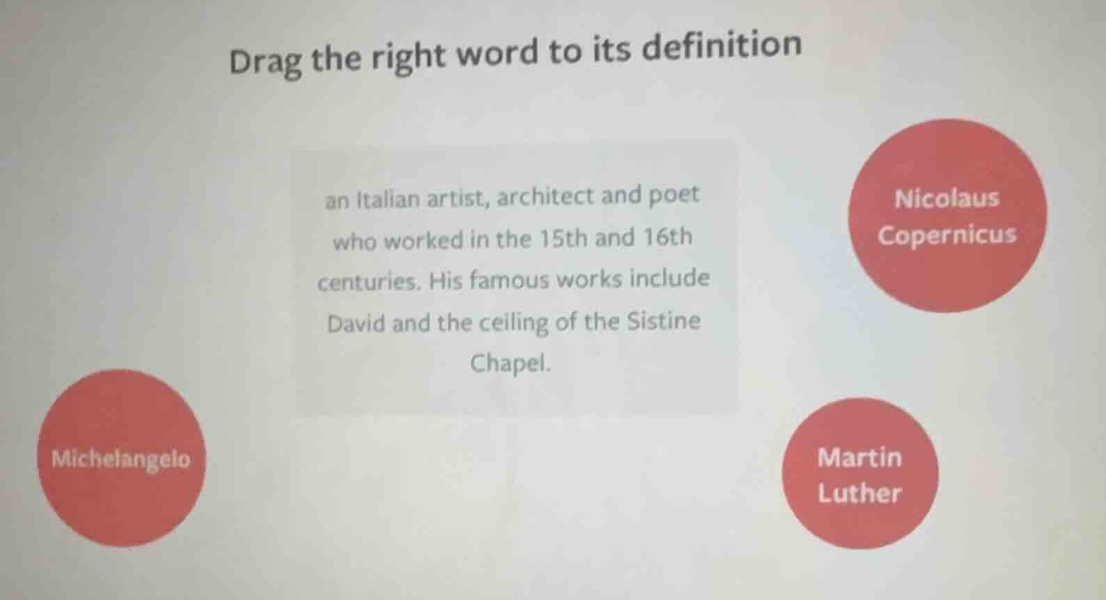 drag the right word to its definition an italian artist, architect and …