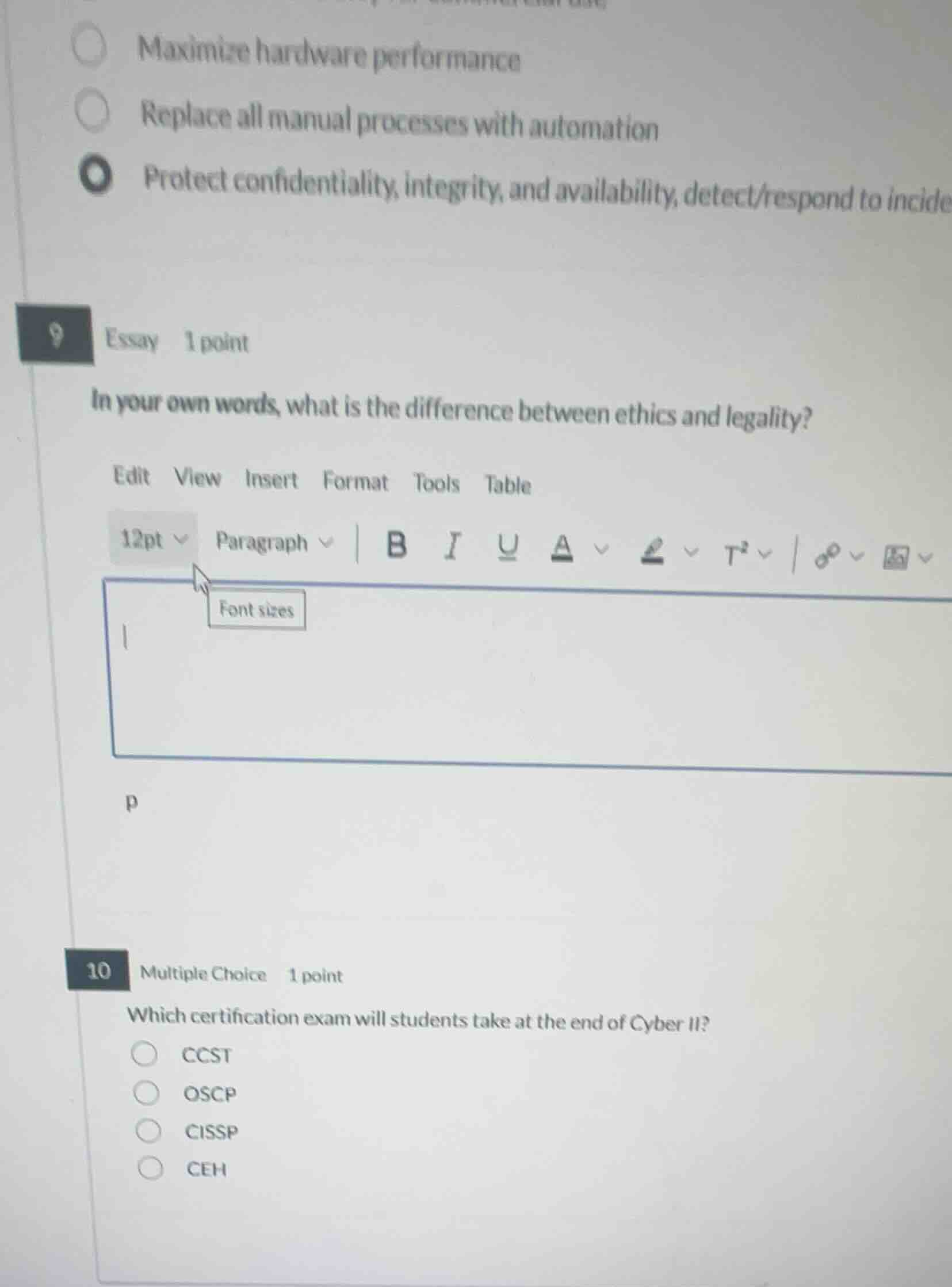 9 essay 1 point in your own words, what is the difference between ethic…