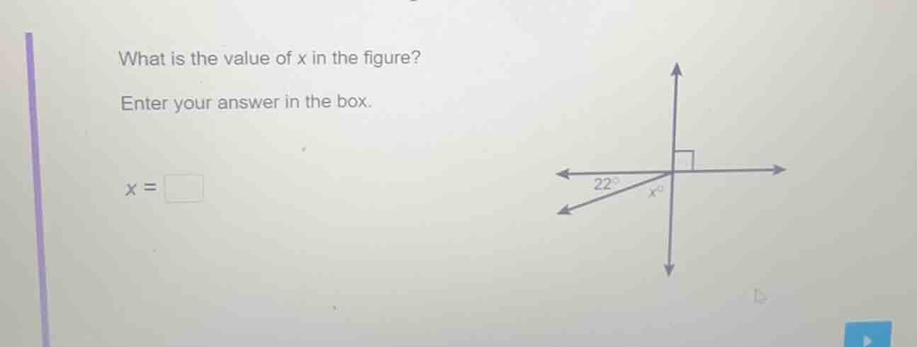 what is the value of x in the figure? enter your answer in the box. x =