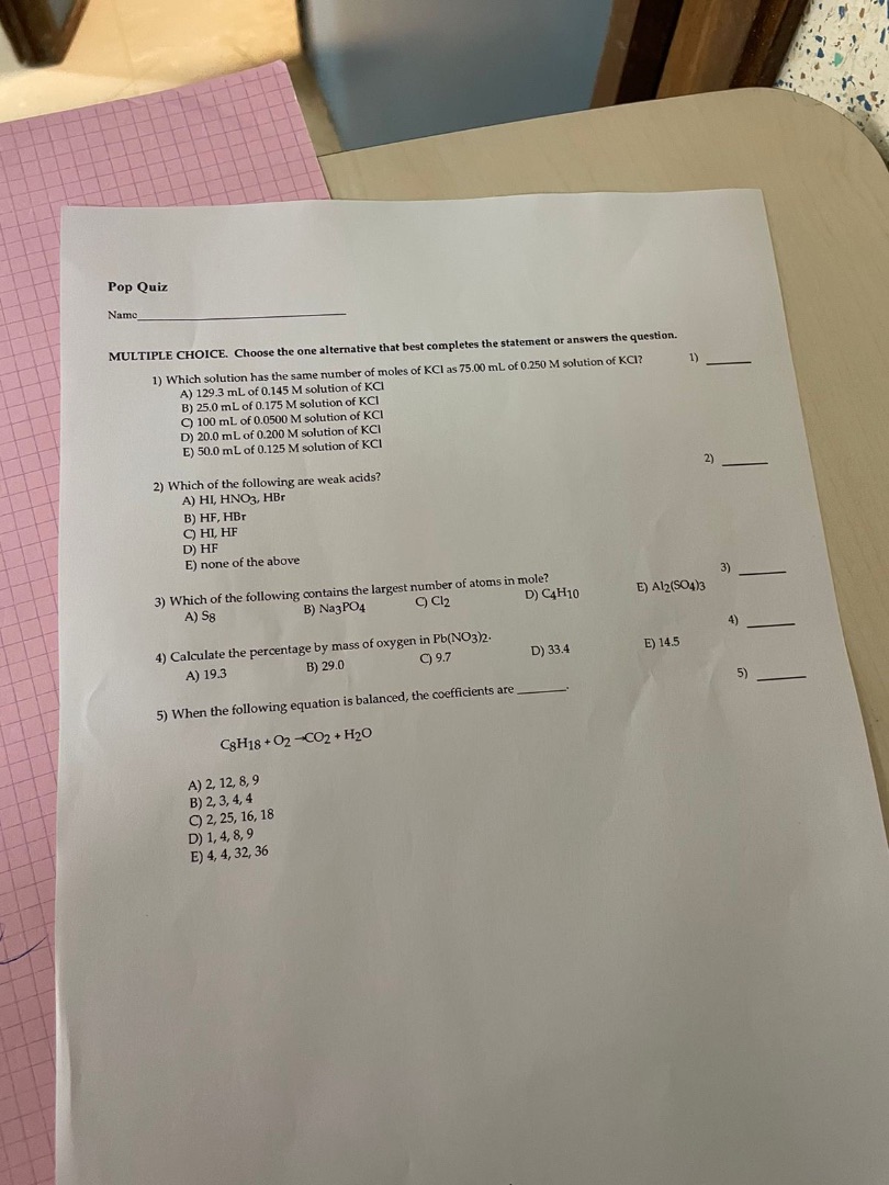 pop quiz name_____________________ multiple choice. choose the one alte…