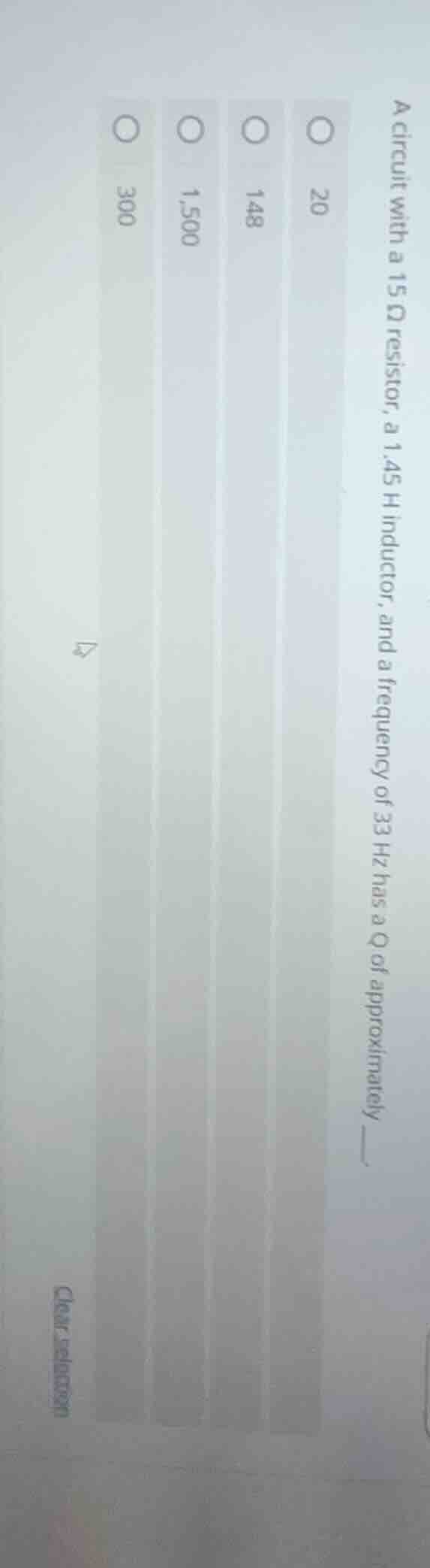 a circuit with a 15 ω resistor, a 1.45 h inductor, and a frequency of 3…