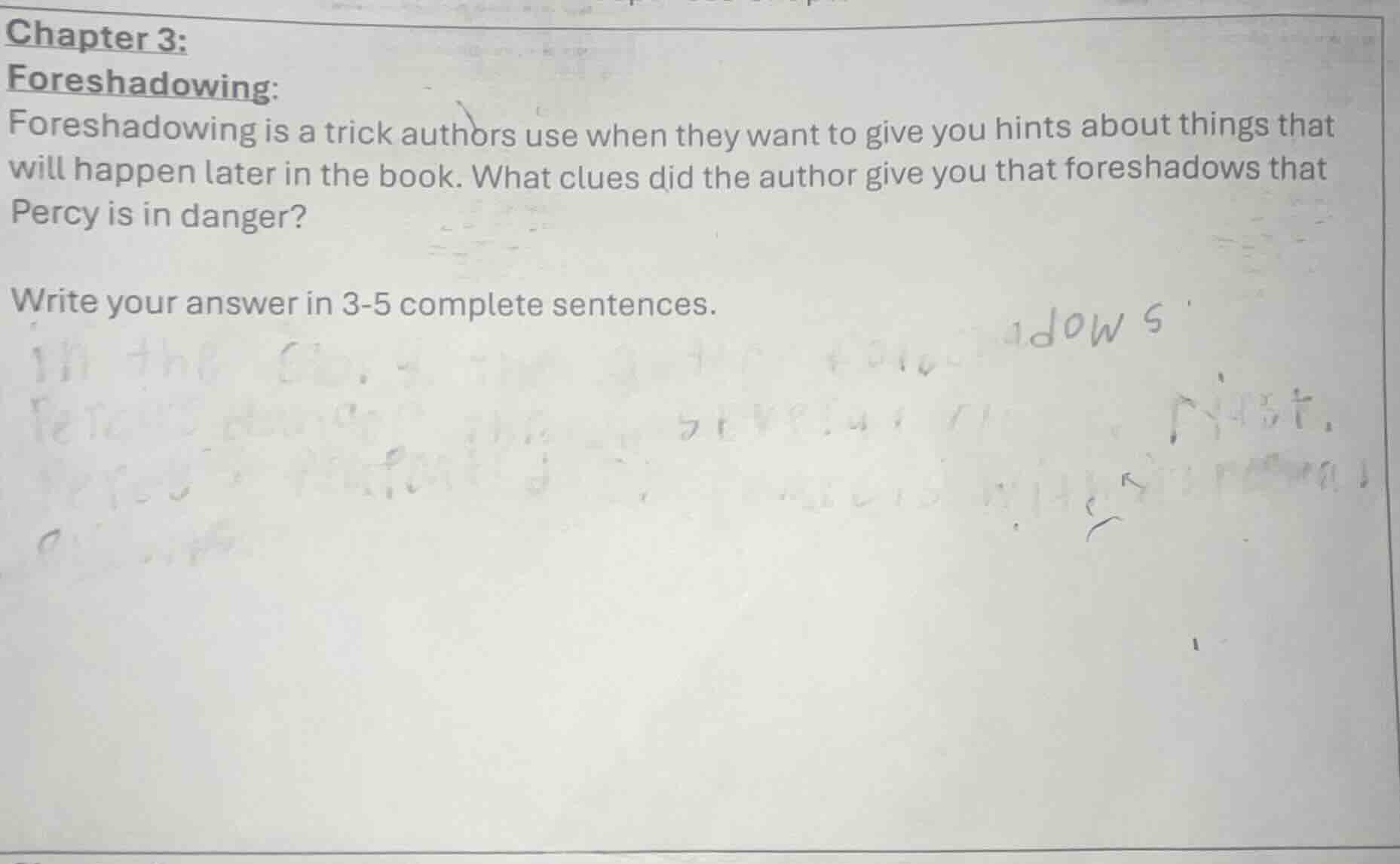 chapter 3: foreshadowing: foreshadowing is a trick authors use when the…