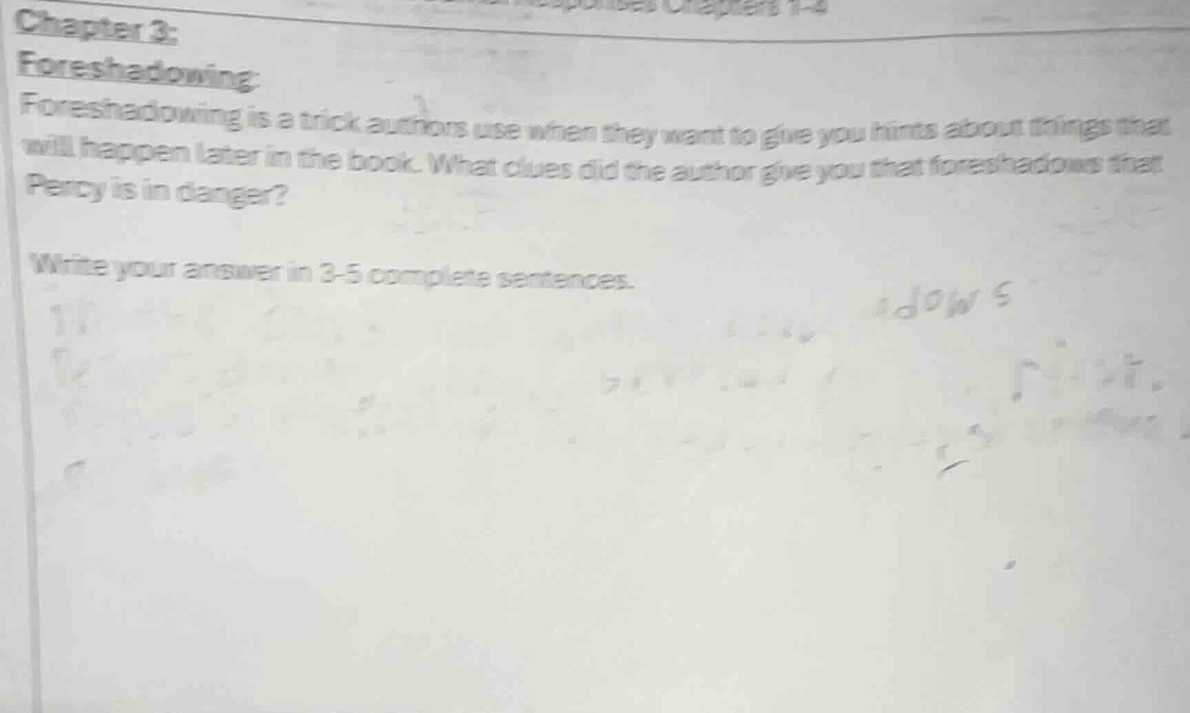 chapter 3: foreshadowing: foreshadowing is a trick authors use when the…