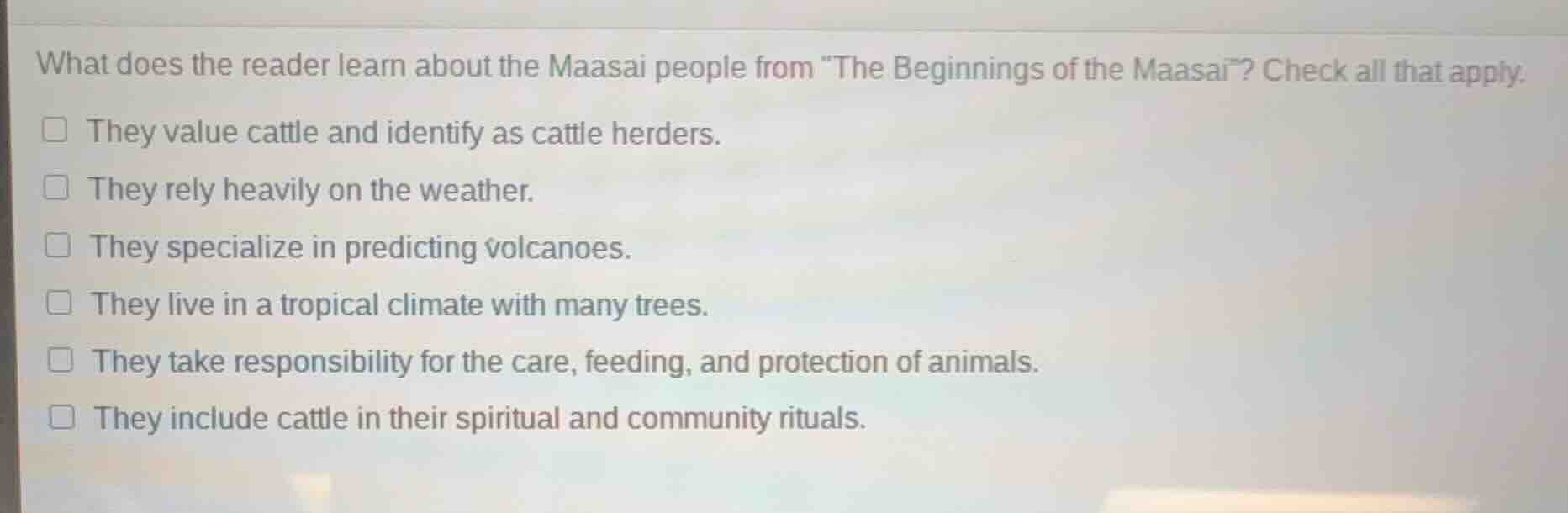 what does the reader learn about the maasai people from \the beginnings…