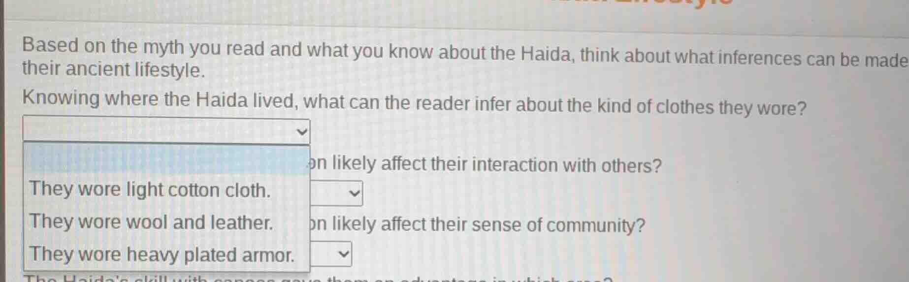 based on the myth you read and what you know about the haida, think abo…