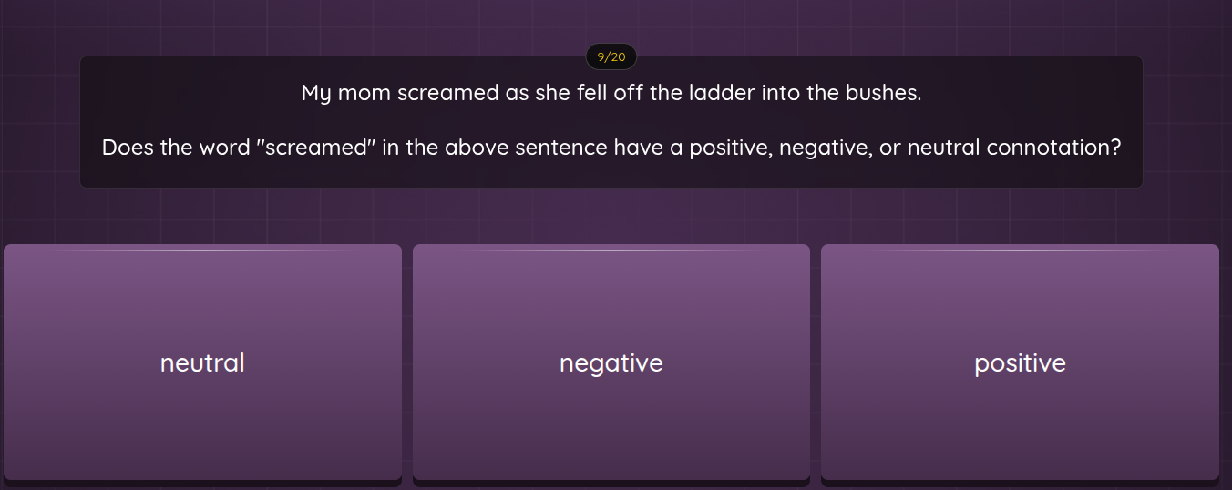 my mom screamed as she fell off the ladder into the bushes. does the wo…