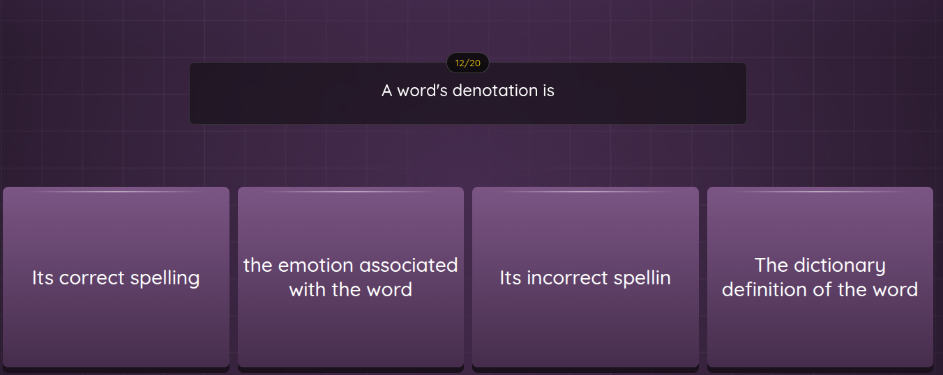 a words denotation is its correct spelling the emotion associated with …