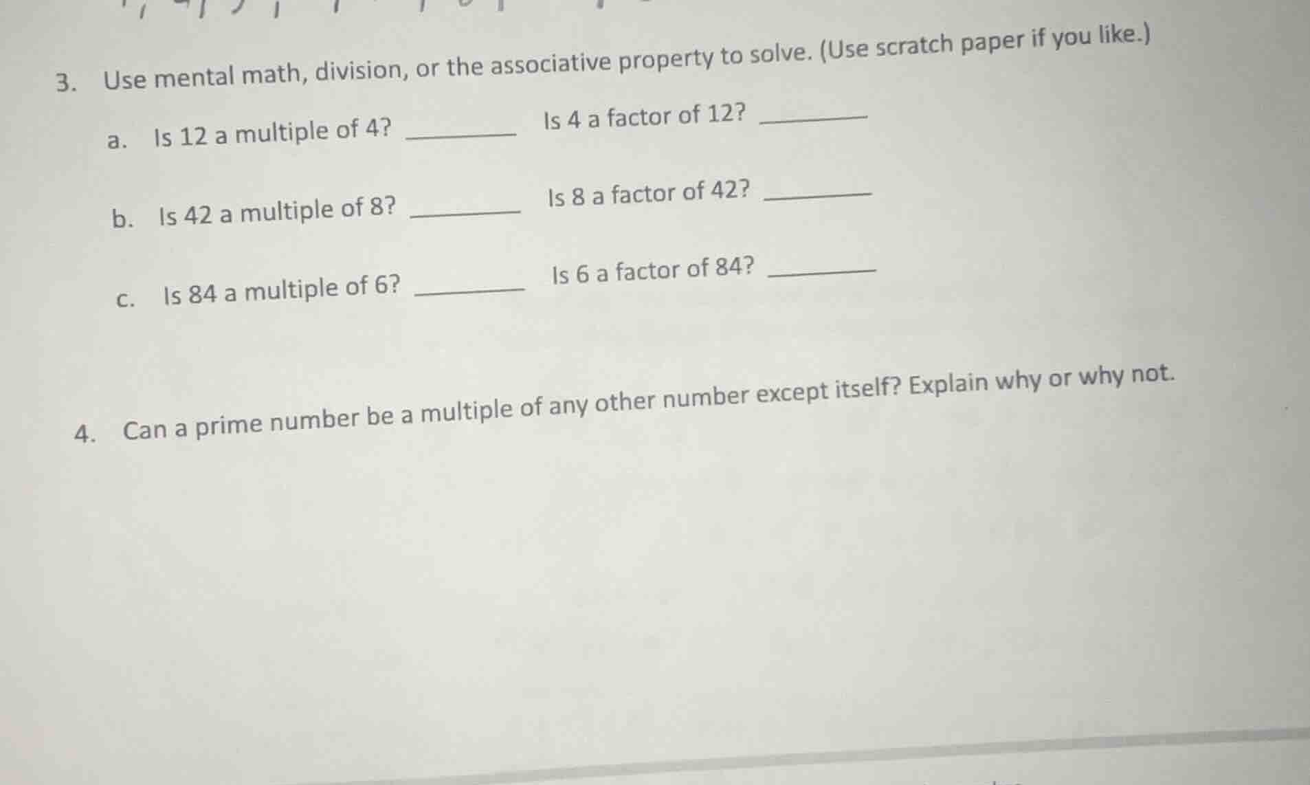 3. use mental math, division, or the associative property to solve. (us…