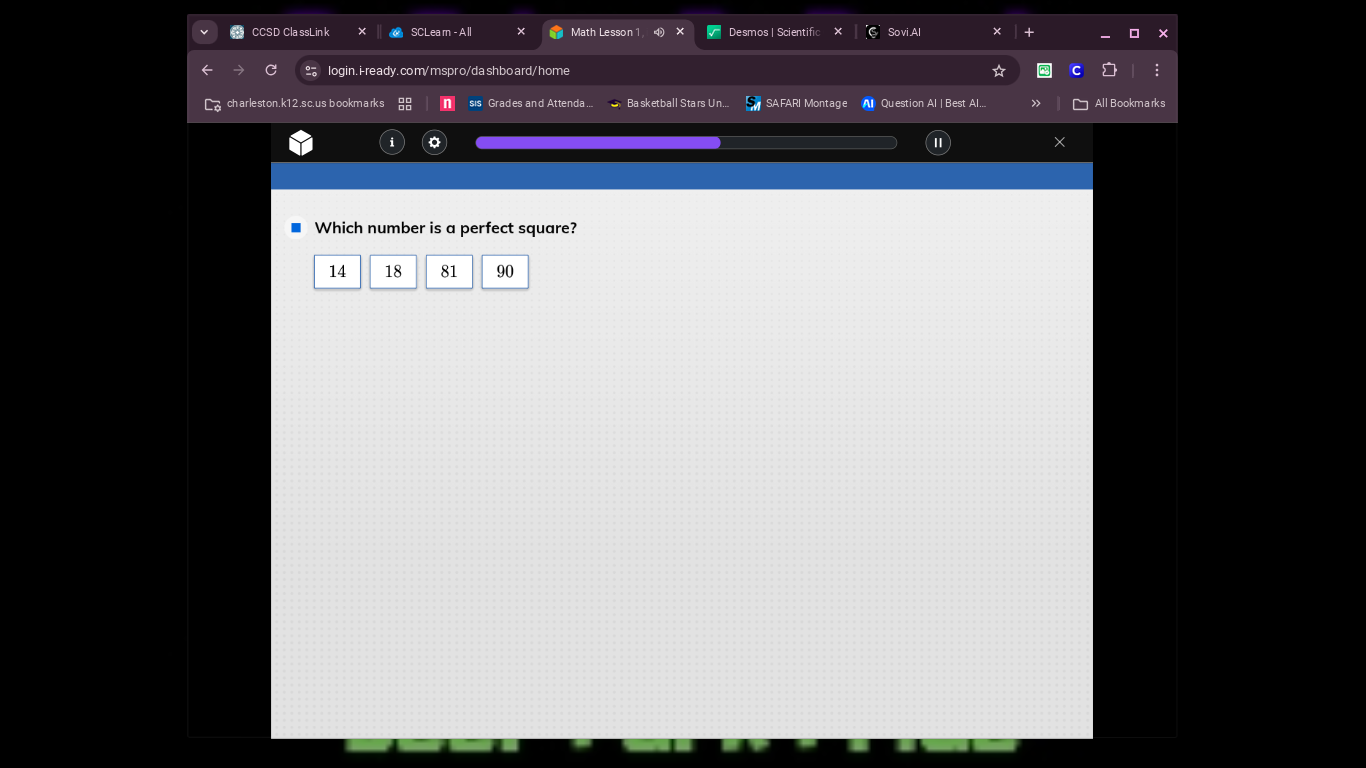 which number is a perfect square? 14 18 81 90