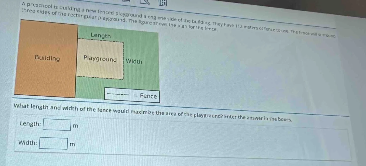 a preschool is building a new fenced playground along one side of the b…