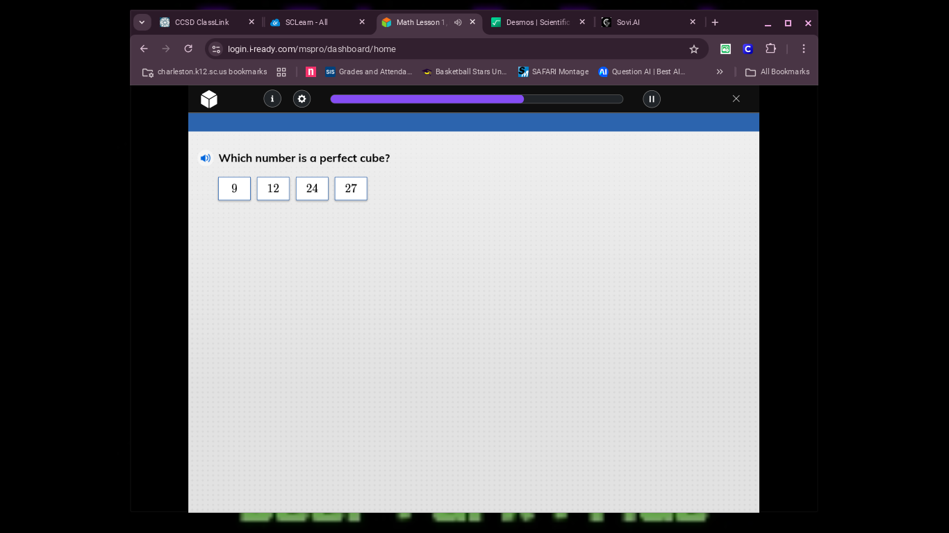which number is a perfect cube? 9 12 24 27