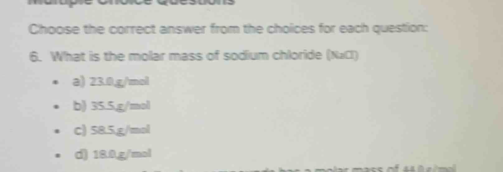 choose the correct answer from the choices for each question: 6. what i…