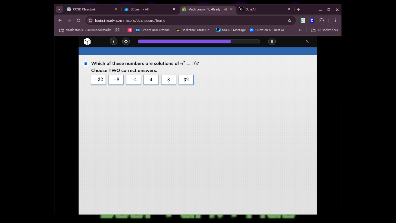 which of these numbers are solutions of $n^2 = 16$? choose two correct …