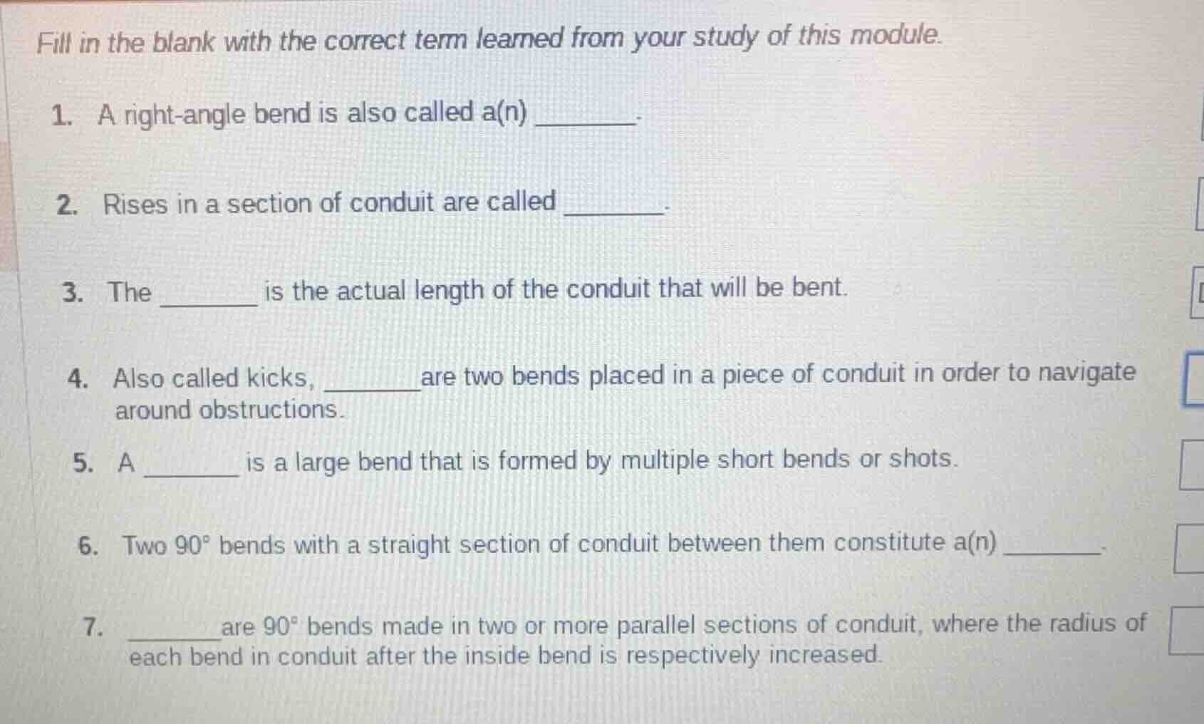 fill in the blank with the correct term learned from your study of this…