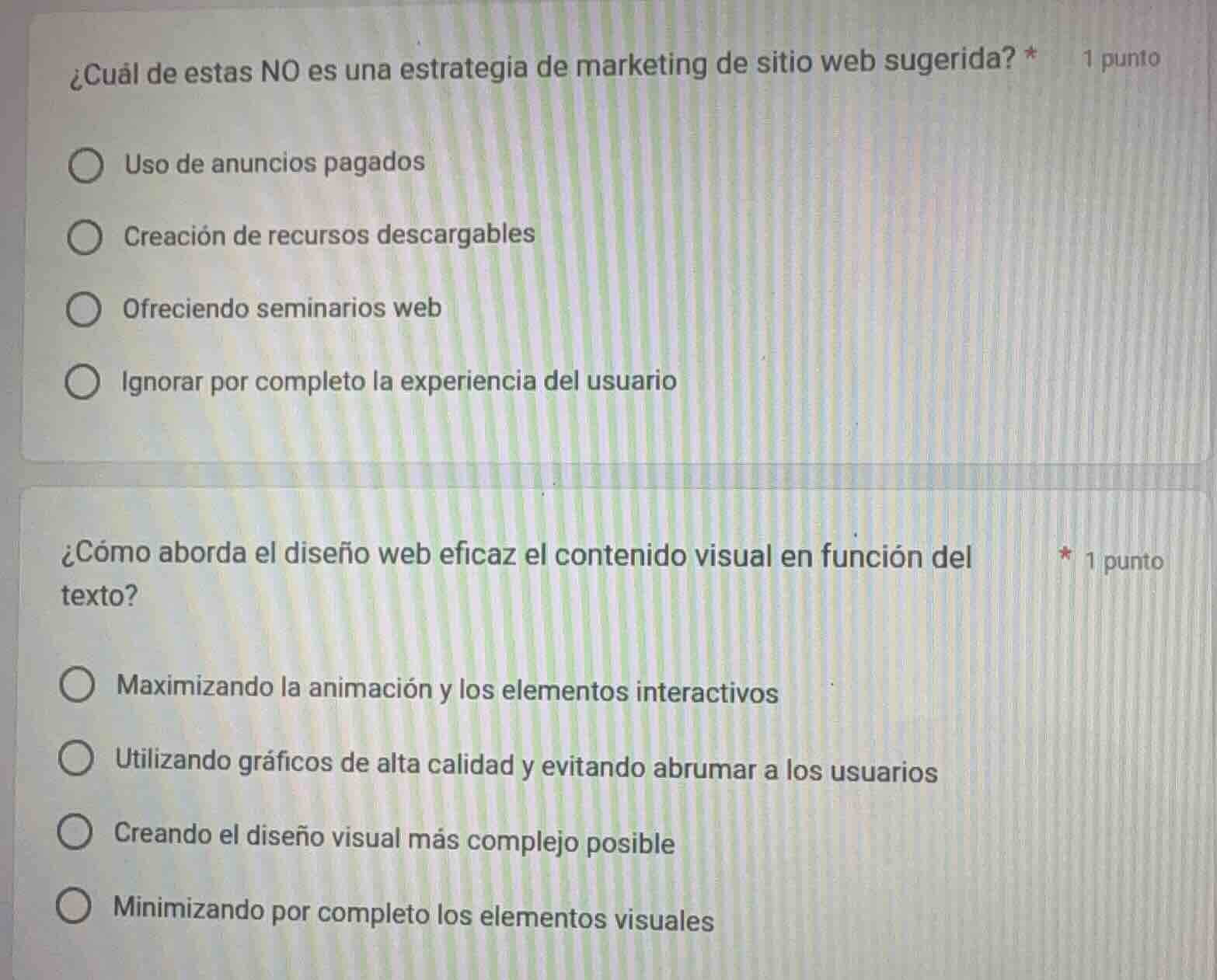 ¿cuál de estas no es una estrategia de marketing de sitio web sugerida?…