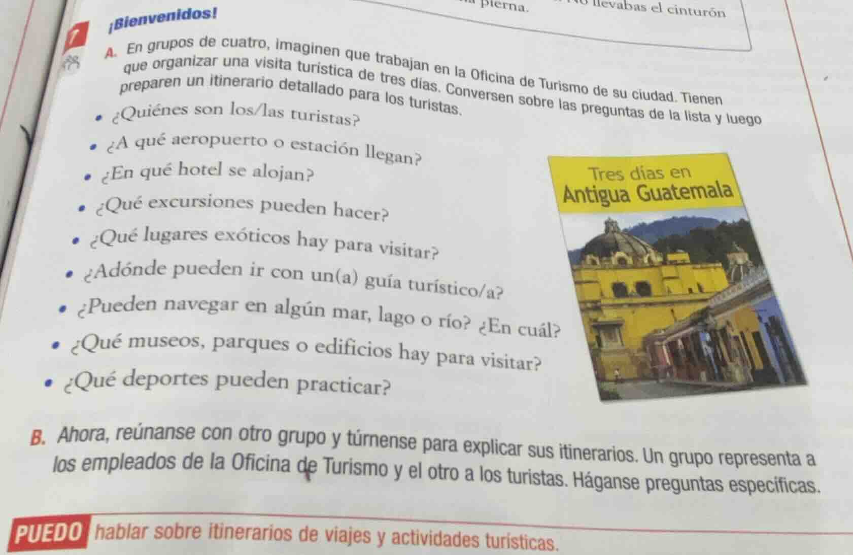 ¡bienvenidos! a. en grupos de cuatro, imaginen que trabajan en la ofici…