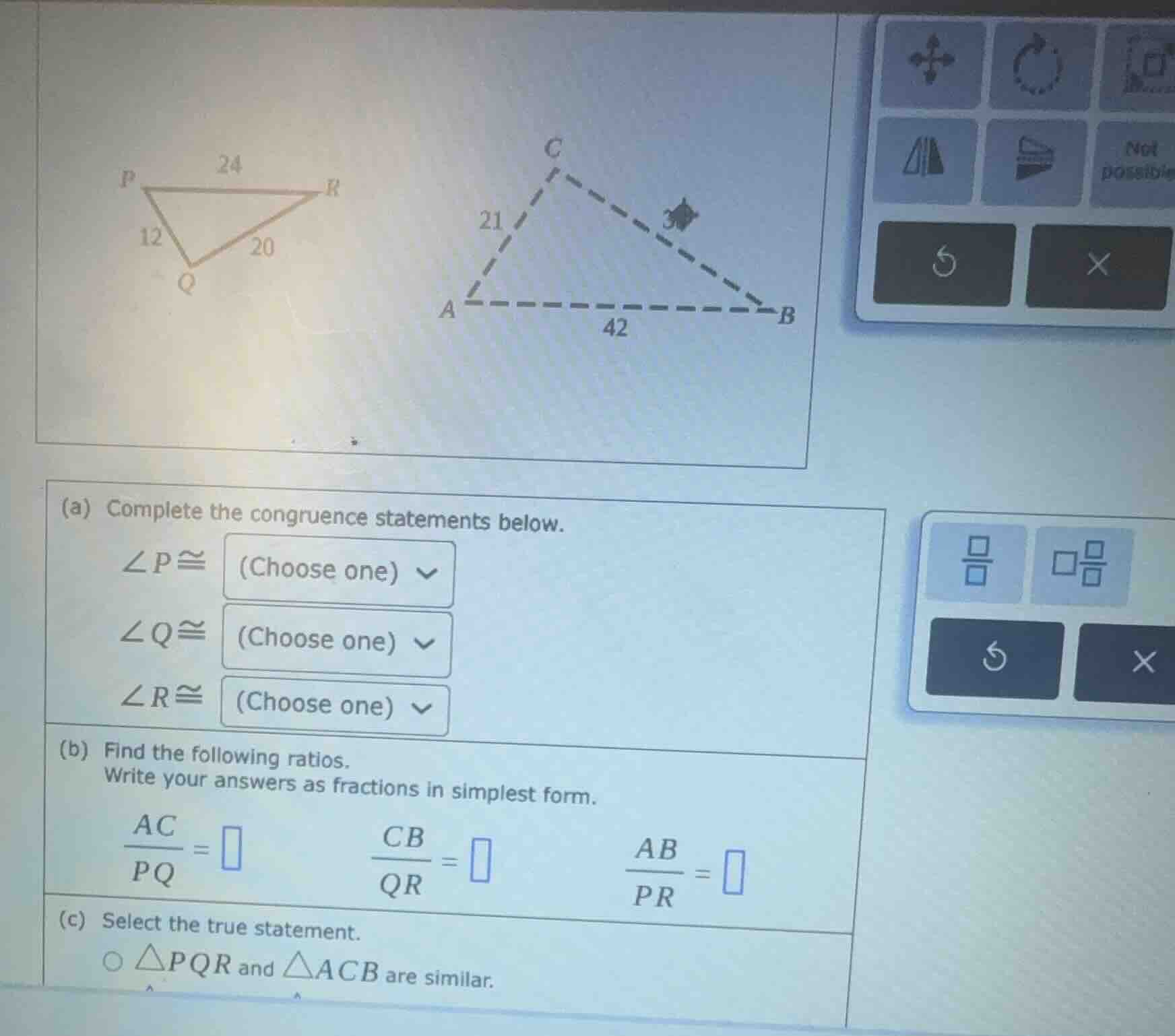 (a) complete the congruence statements below. $\\angle p\\cong$ (choose…