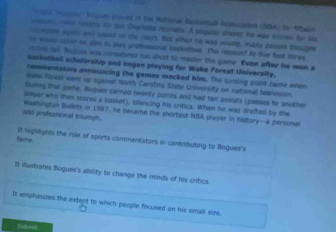 muggsy bogues played in the national basketball association (nba) for f…