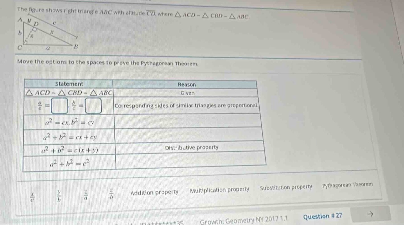 the figure shows right triangle abc with altitude \\(\\overline{cd}\\),…