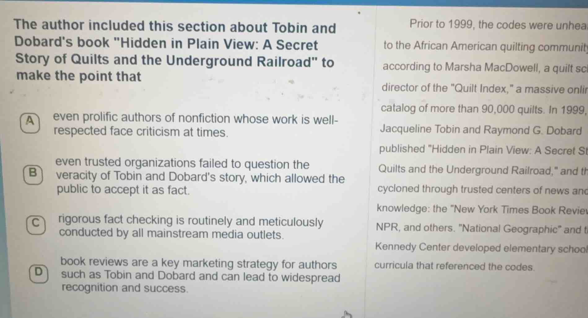 the author included this section about tobin and dobards book \hidden i…